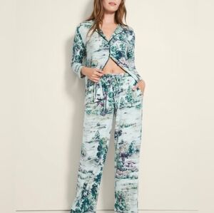 Soma Cool Nights Floral Pastoral Print Pajama PJ Set Top Pants Medium